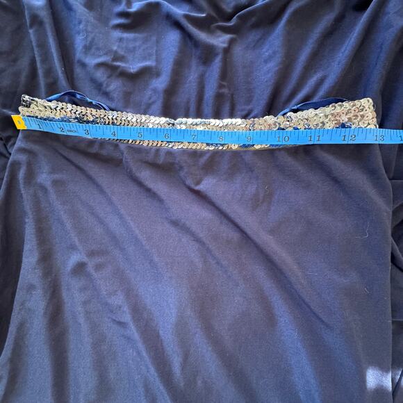 Vintage 1970s Midnight Blue Qiana Jersey Sequin Strapless Dancing Queen Gown - Picture 4 of 12